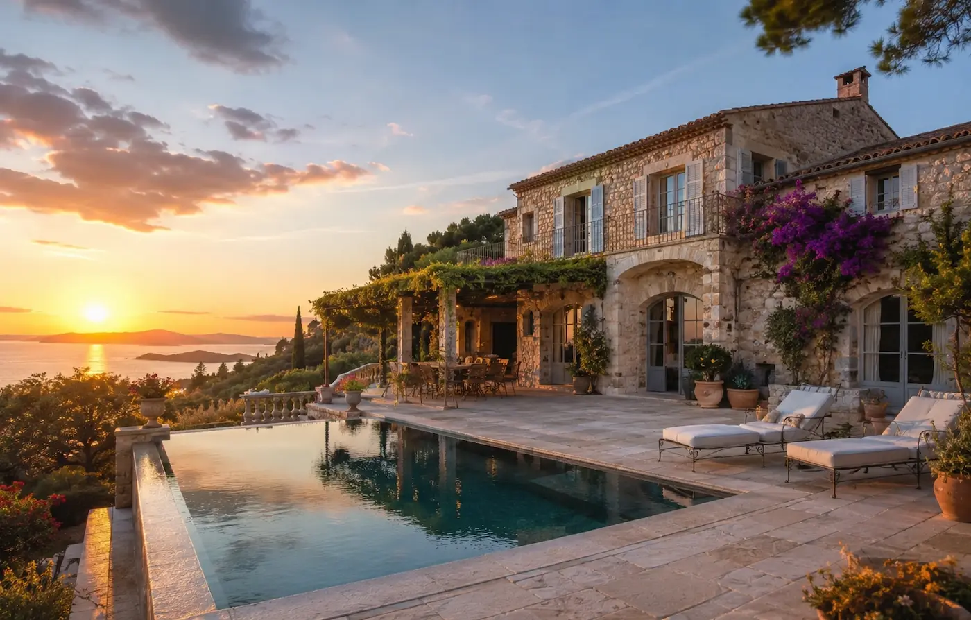 Mas du Coucher de Soleil — mas Ramatuelle vue mer