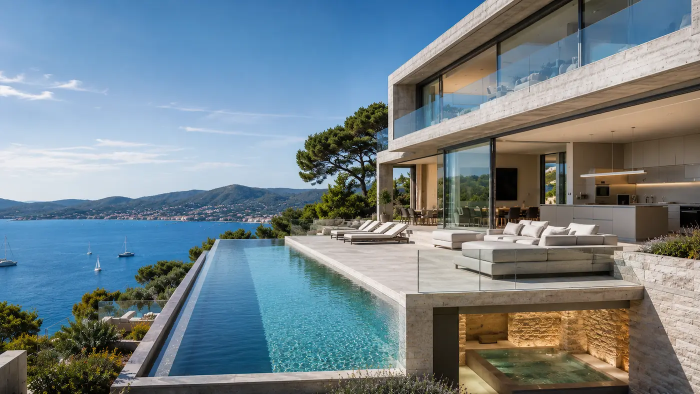 Villa Aqua Serena — architecture contemporaine vue mer Golfe de Saint-Tropez
