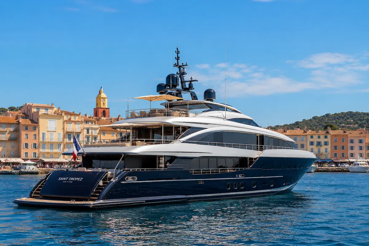 Yacht de luxe au large de Saint-Tropez — conciergerie nautique Azur Villa Prestige