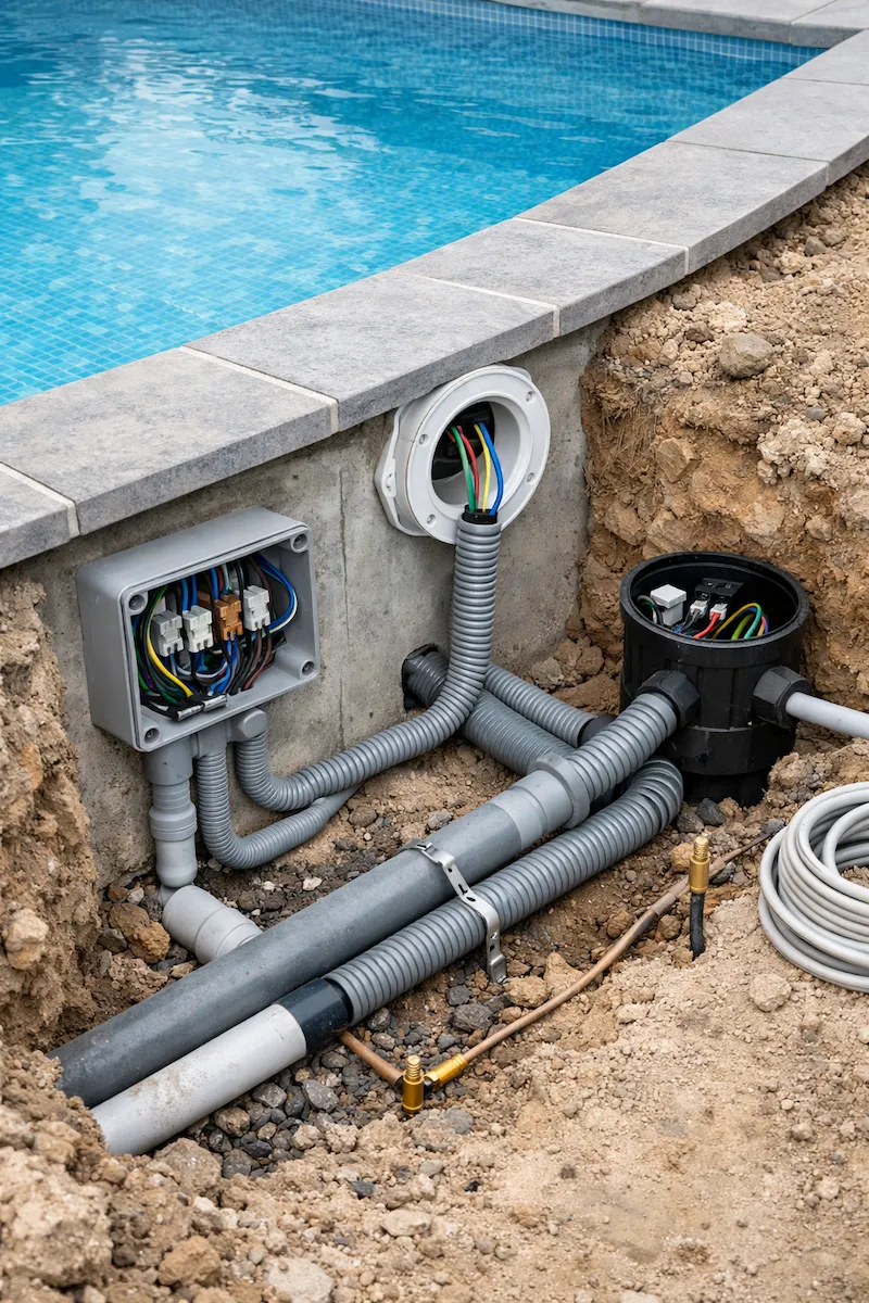 Câblage encastré piscine